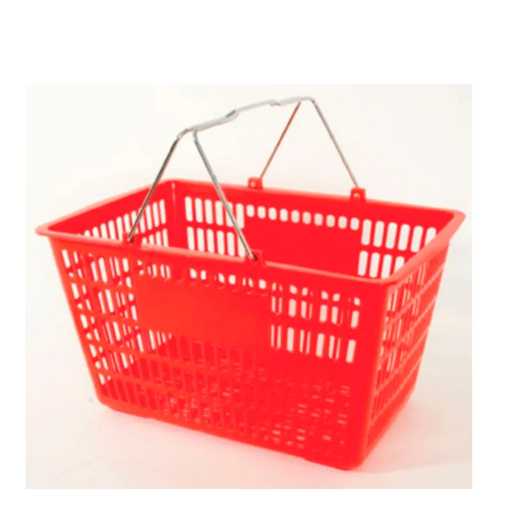 12 Pc Jumbo Standard Shopping Baskets Chrome Handles Plastic Grocery Store Eco