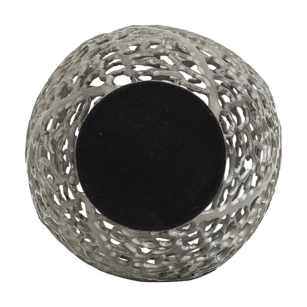 14 Inch Aluminum Accent Vase, Tall Curved Cut Out Design, Intricate Details By Casagear Home