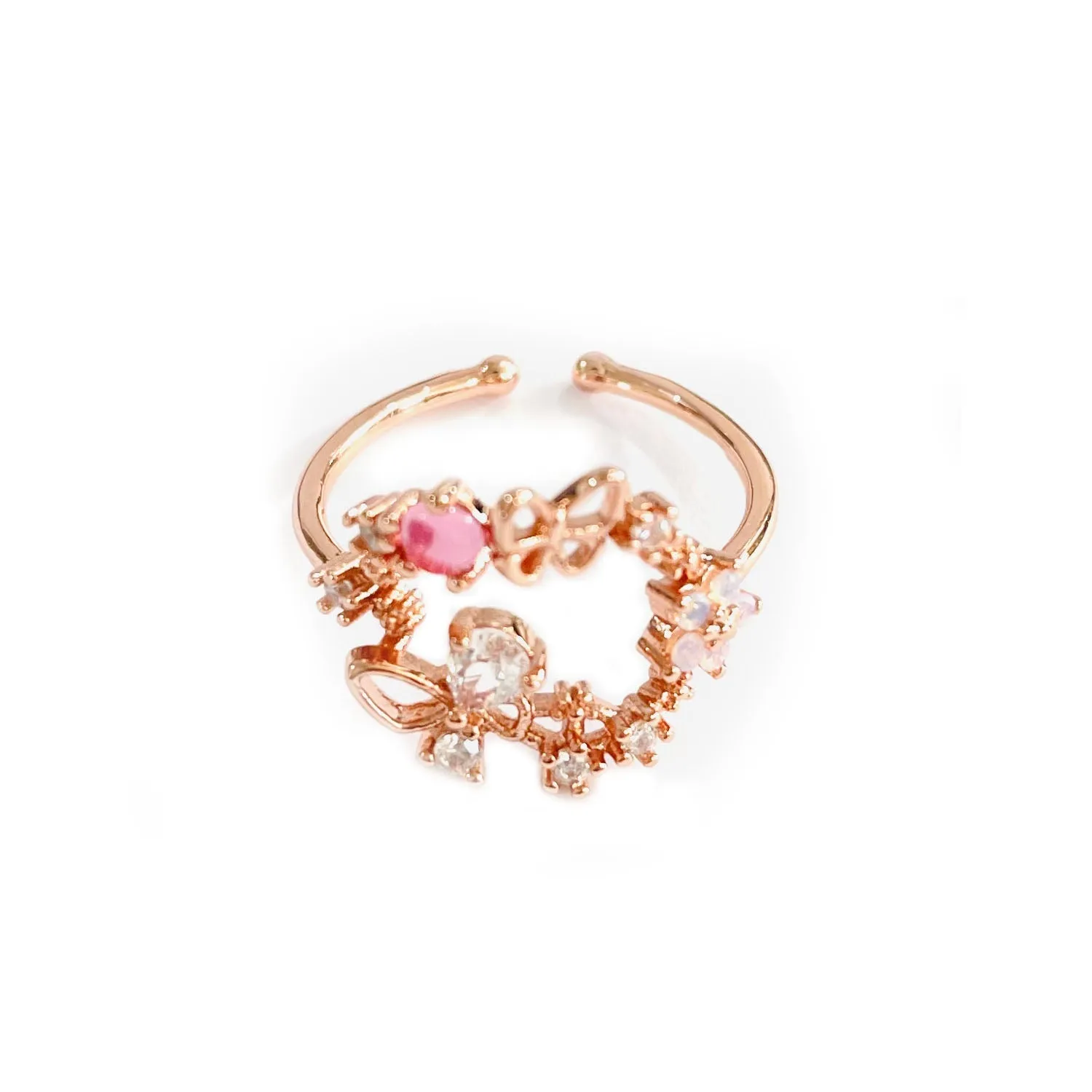 14K Yellow or Rose Gold Adjustable Ring with Crystals from Swarovski