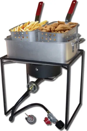 16″ Rectangular Outdoor Cooker Package With Rectangular Fry Pan