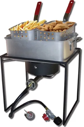 16″ Rectangular Outdoor Cooker Package With Rectangular Fry Pan