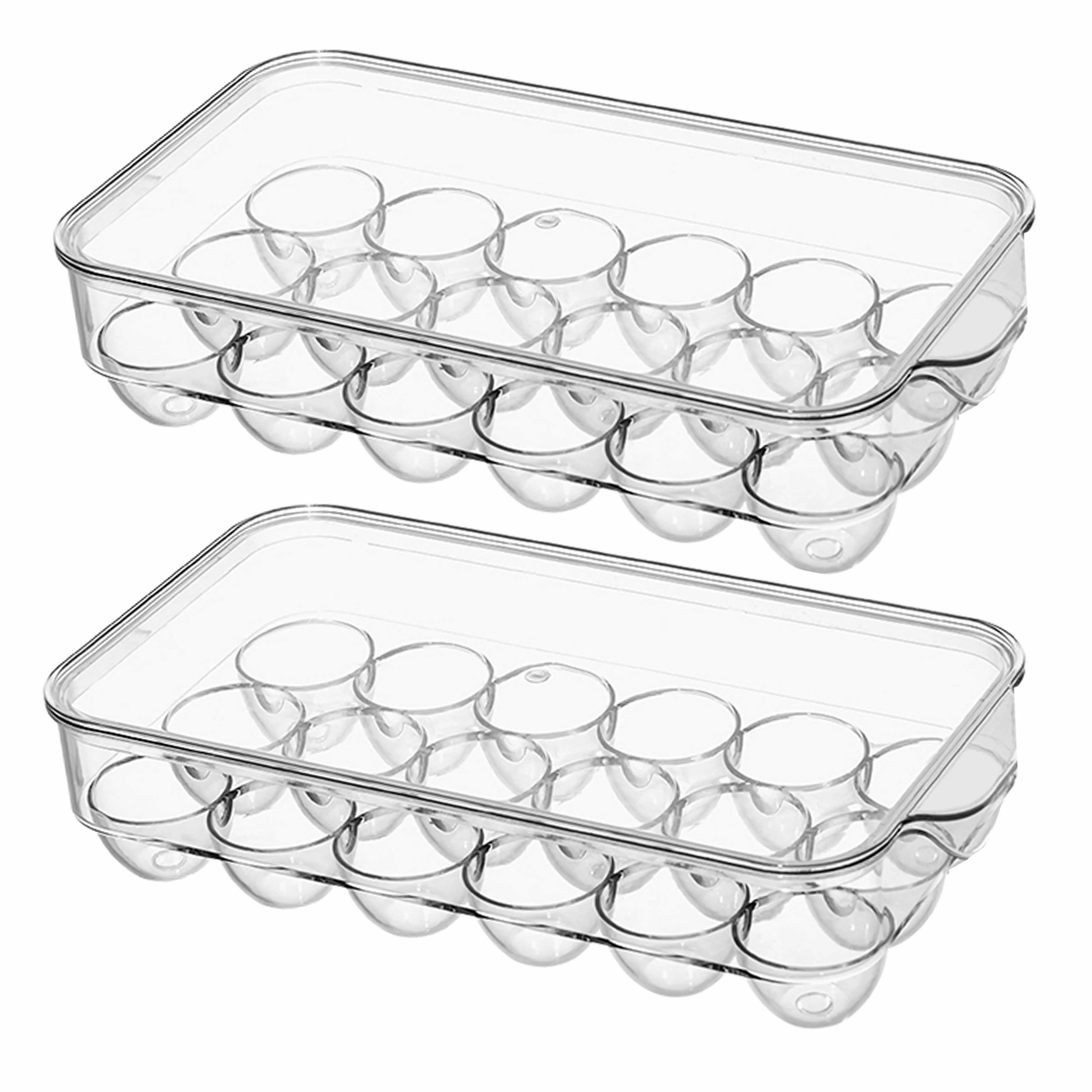 2 Pack Kitchen Egg Tray 18 Slot Holder Lid Fridge Refrigerator Storage Container