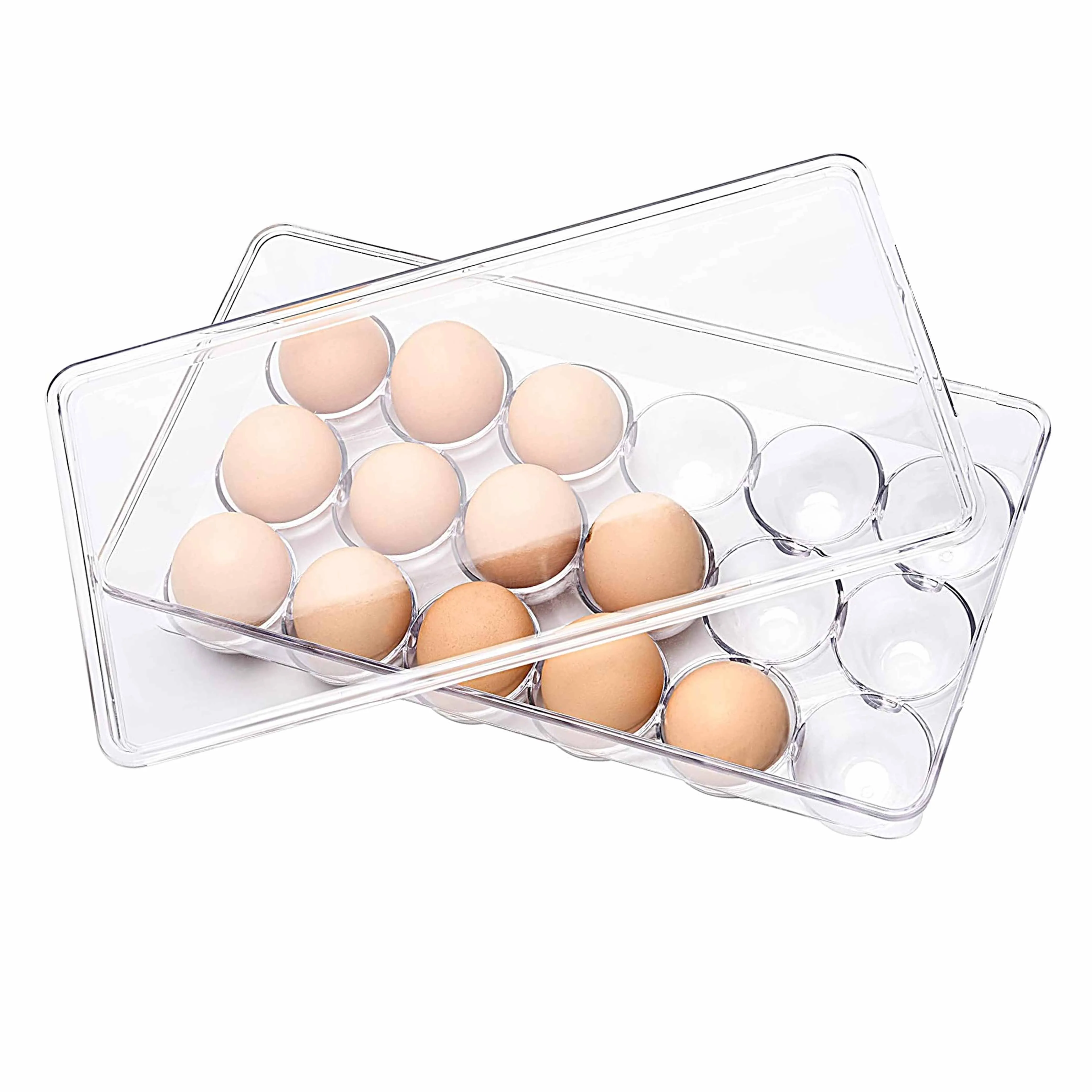 2 Pack Kitchen Egg Tray 18 Slot Holder Lid Fridge Refrigerator Storage Container