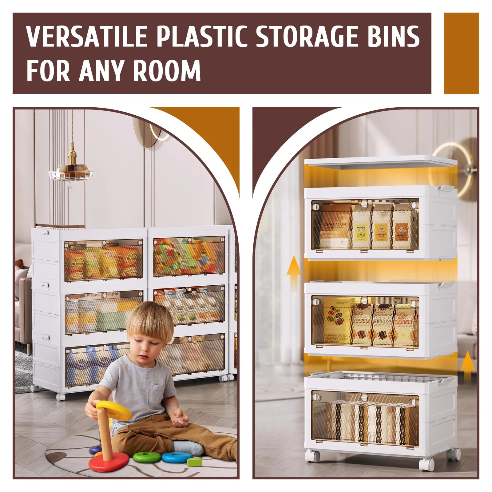 3-Tier Stackable Plastic Storage Bins - 67QT Stackable Storage Bins - Closet Organization and Storage, Suitable for Bedroom, Organization and Storage Boxes for Study, Toy Room, Office