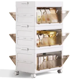 3-Tier Stackable Plastic Storage Bins - 67QT Stackable Storage Bins - Closet Organization and Storage, Suitable for Bedroom, Organization and Storage Boxes for Study, Toy Room, Office