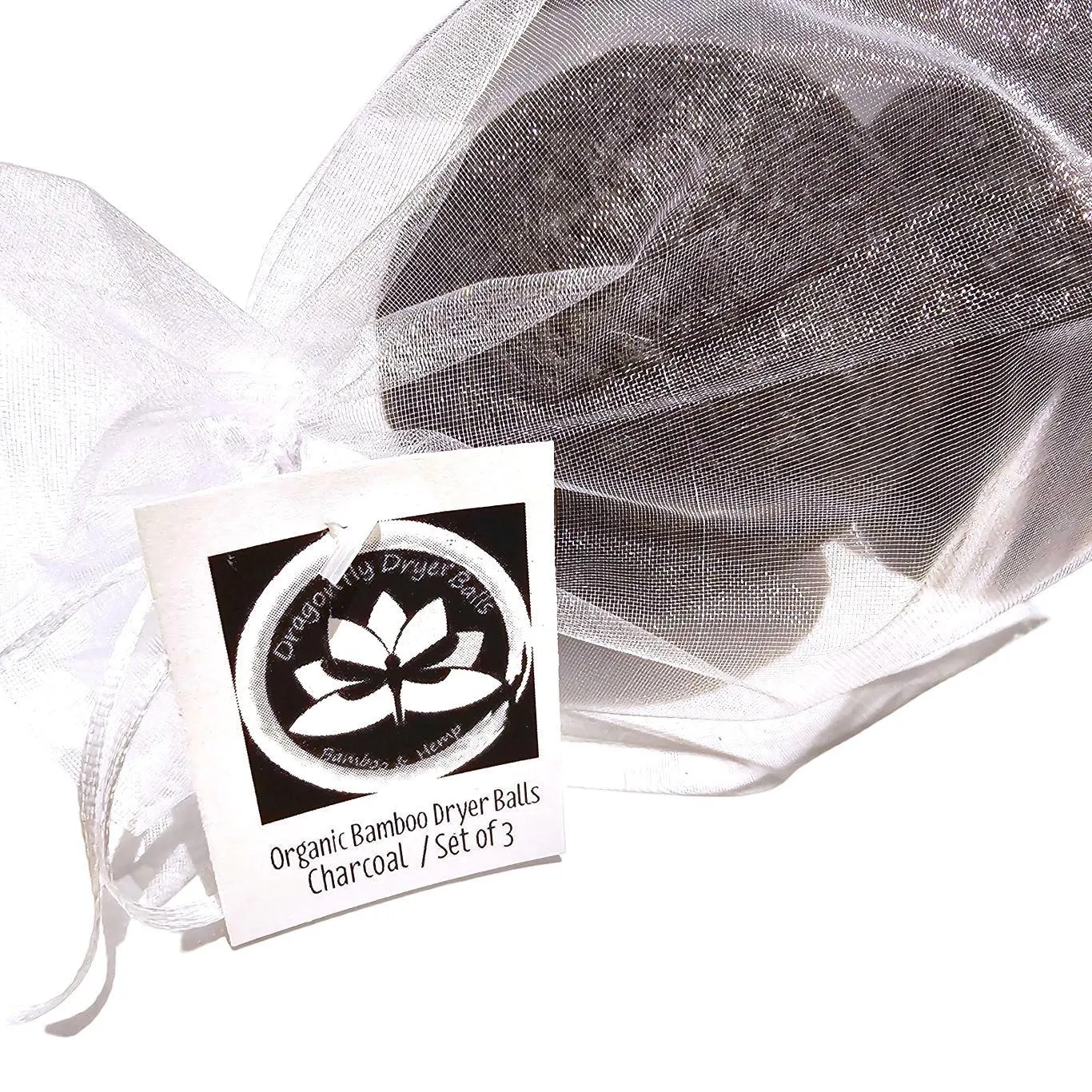 (30% Off) Dryer Balls - 3 pack - Organic Carbonized Bamboo (Charcoal Gray) by Dragonfly Dryer Balls
