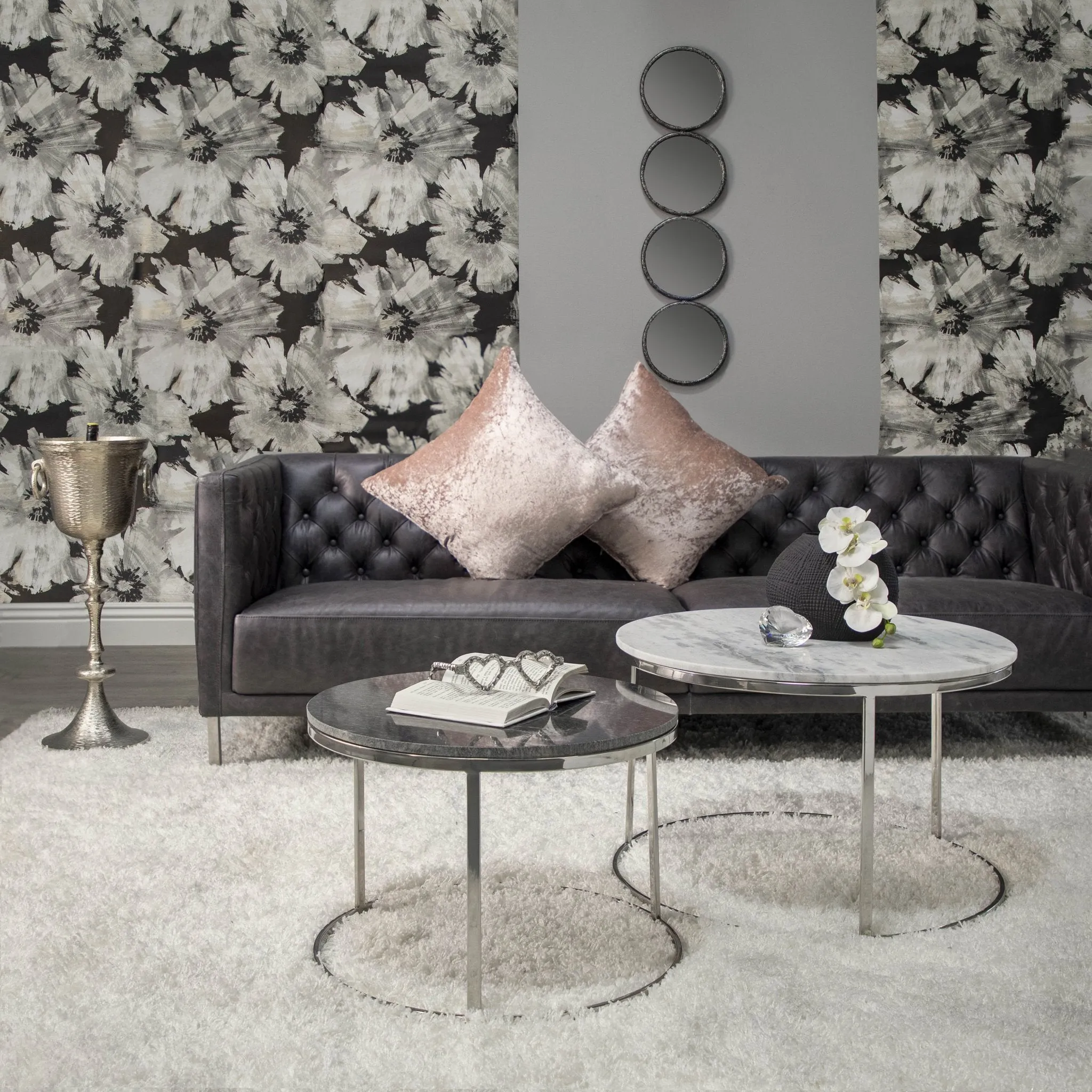 48" 4-Mirrored Circles, Black