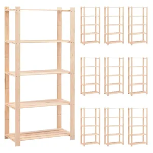 5 Tier Shelving Units - Solid Pinewood Storage Racks