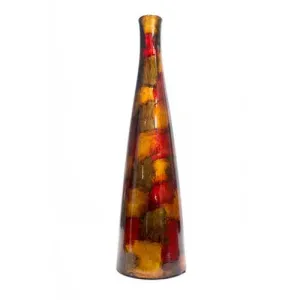 5.5" X 5.5" X 20.2" Gold Copper Brown Ceramic Floor Vase