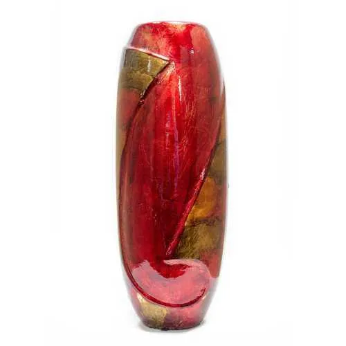 5" X 5" X 12" Gold  Copper  Brown Ceramic Table Vase