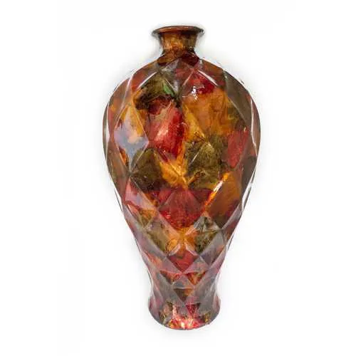 9.5" X 9.5" X 20" Brown Ceramic Floor Vase