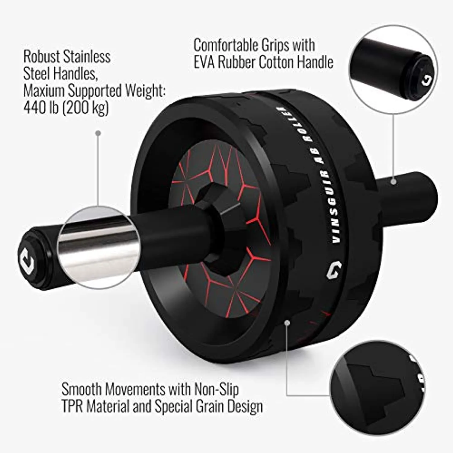 Ab Roller Wheel, Abs Workout Equipment for Abdominal & Core Strength Training, Exercise Wheels for Home Gym Fitness, Ab Machine with Knee Pad Accessories