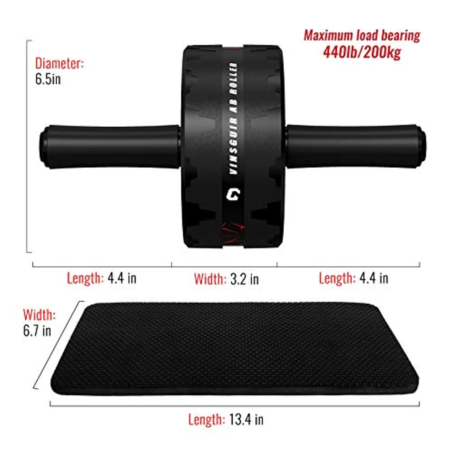 Ab Roller Wheel, Abs Workout Equipment for Abdominal & Core Strength Training, Exercise Wheels for Home Gym Fitness, Ab Machine with Knee Pad Accessories