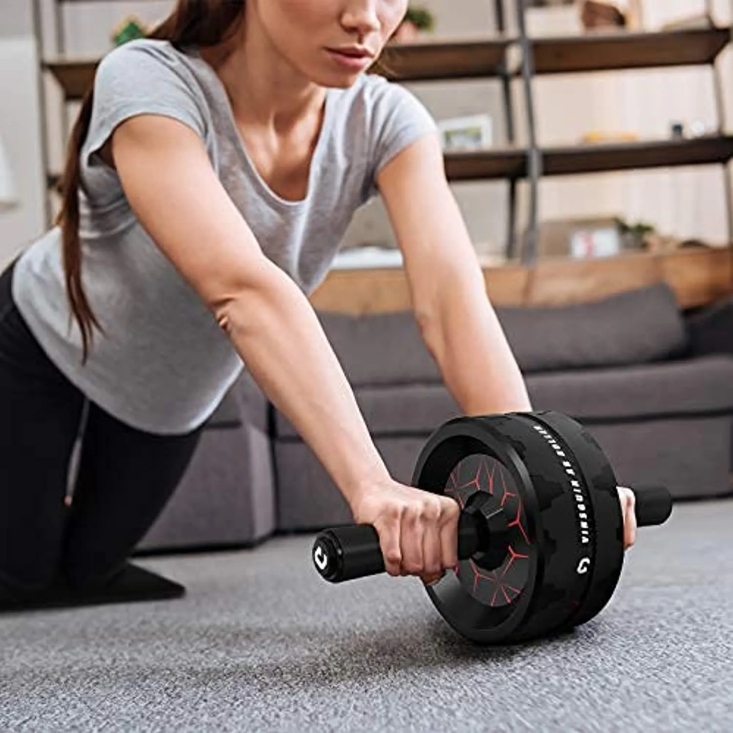 Ab Roller Wheel, Abs Workout Equipment for Abdominal & Core Strength Training, Exercise Wheels for Home Gym Fitness, Ab Machine with Knee Pad Accessories