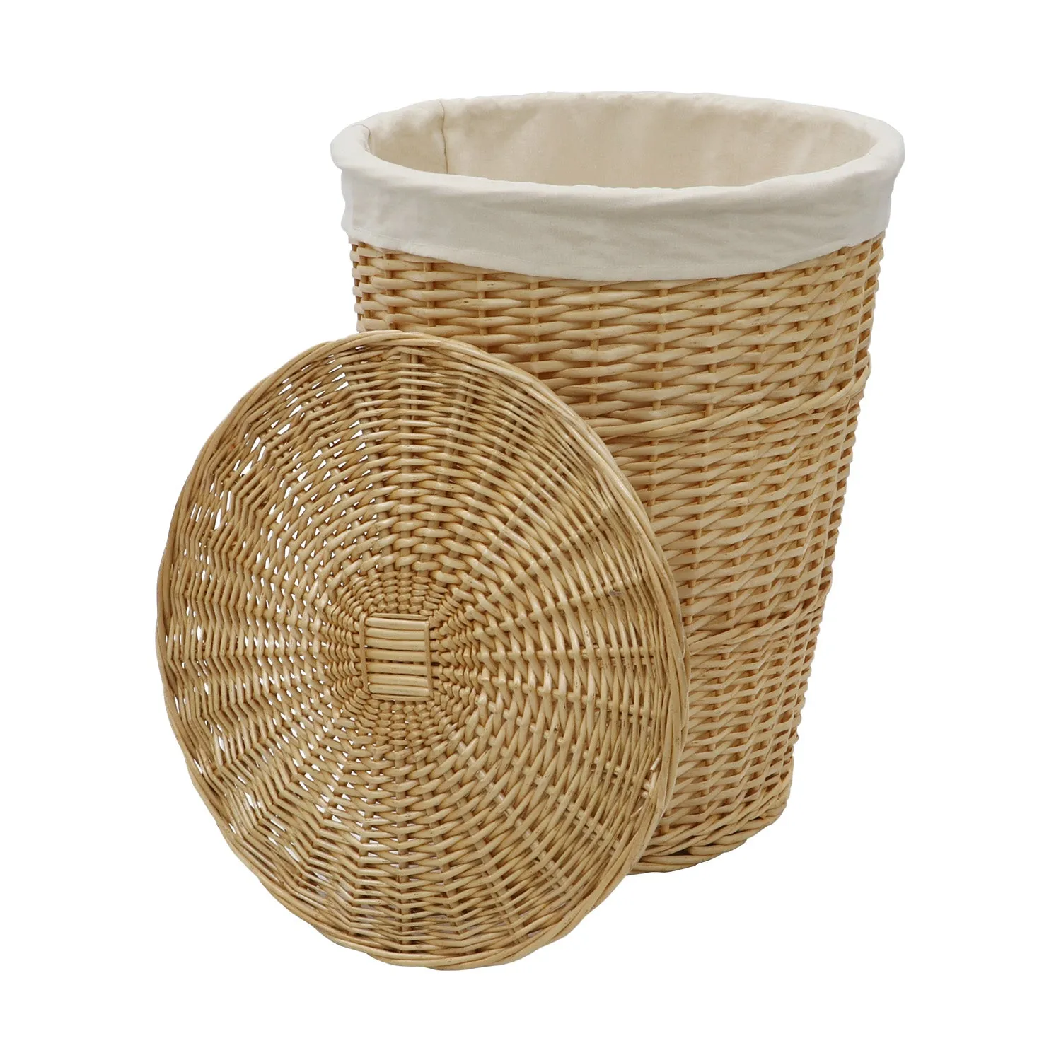 Acacia Honey Round Willow Laundry Basket