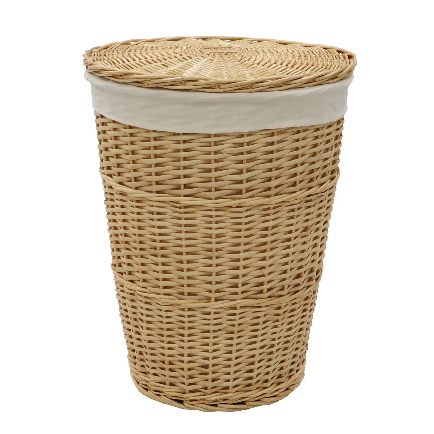 Acacia Honey Round Willow Laundry Basket