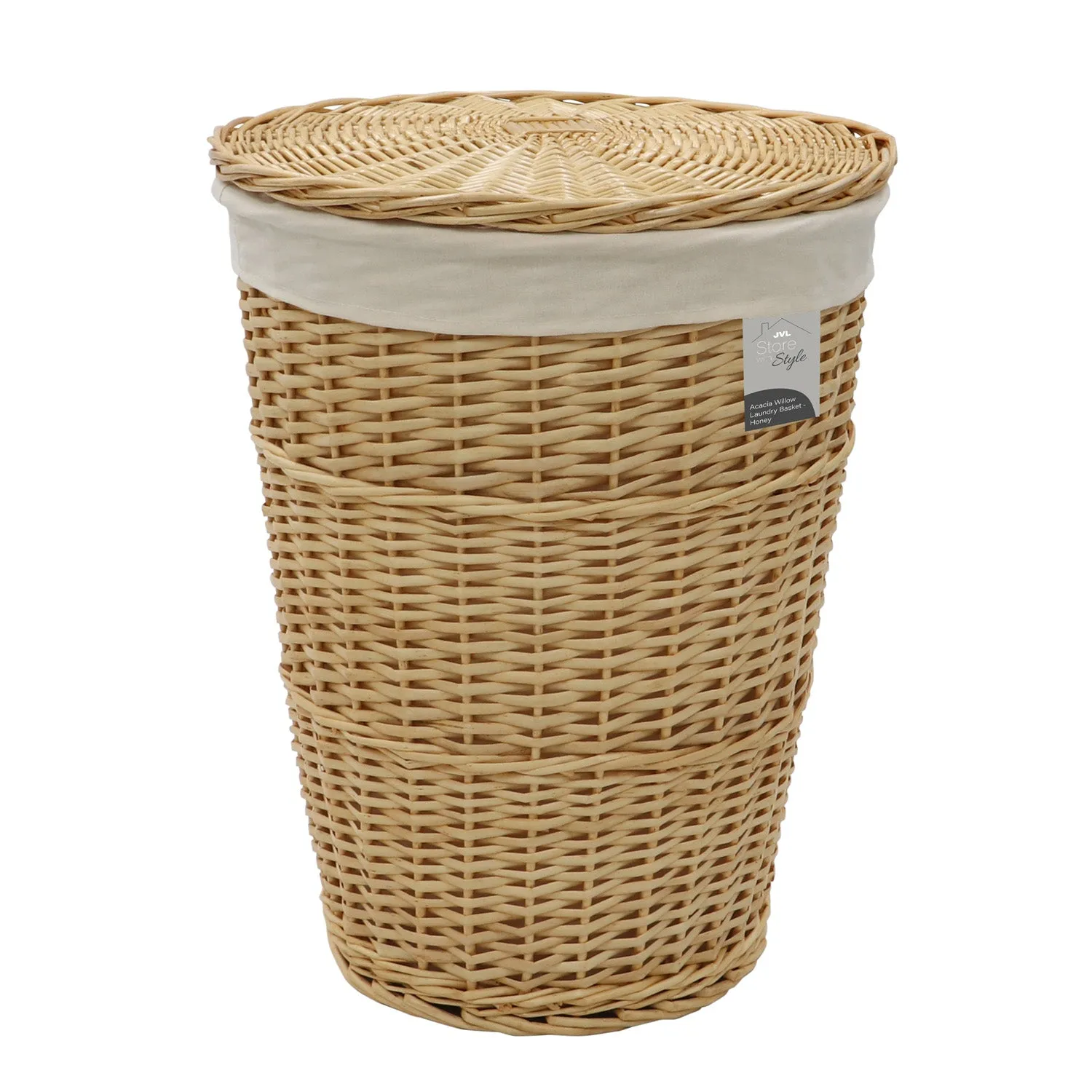 Acacia Honey Round Willow Laundry Basket