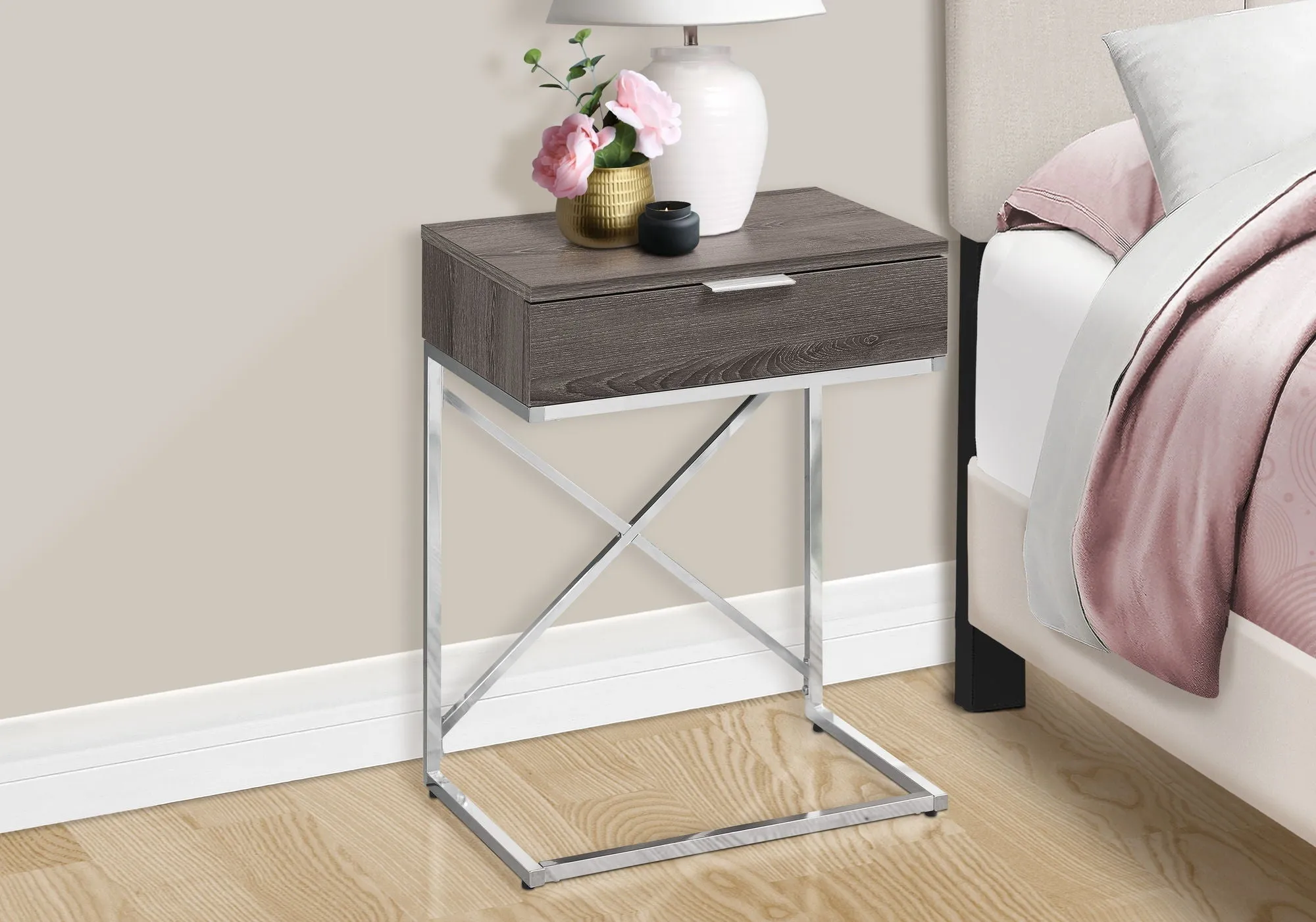 Accent Side Table, Storage Drawer, Contemporary - Taupe by Couch.com