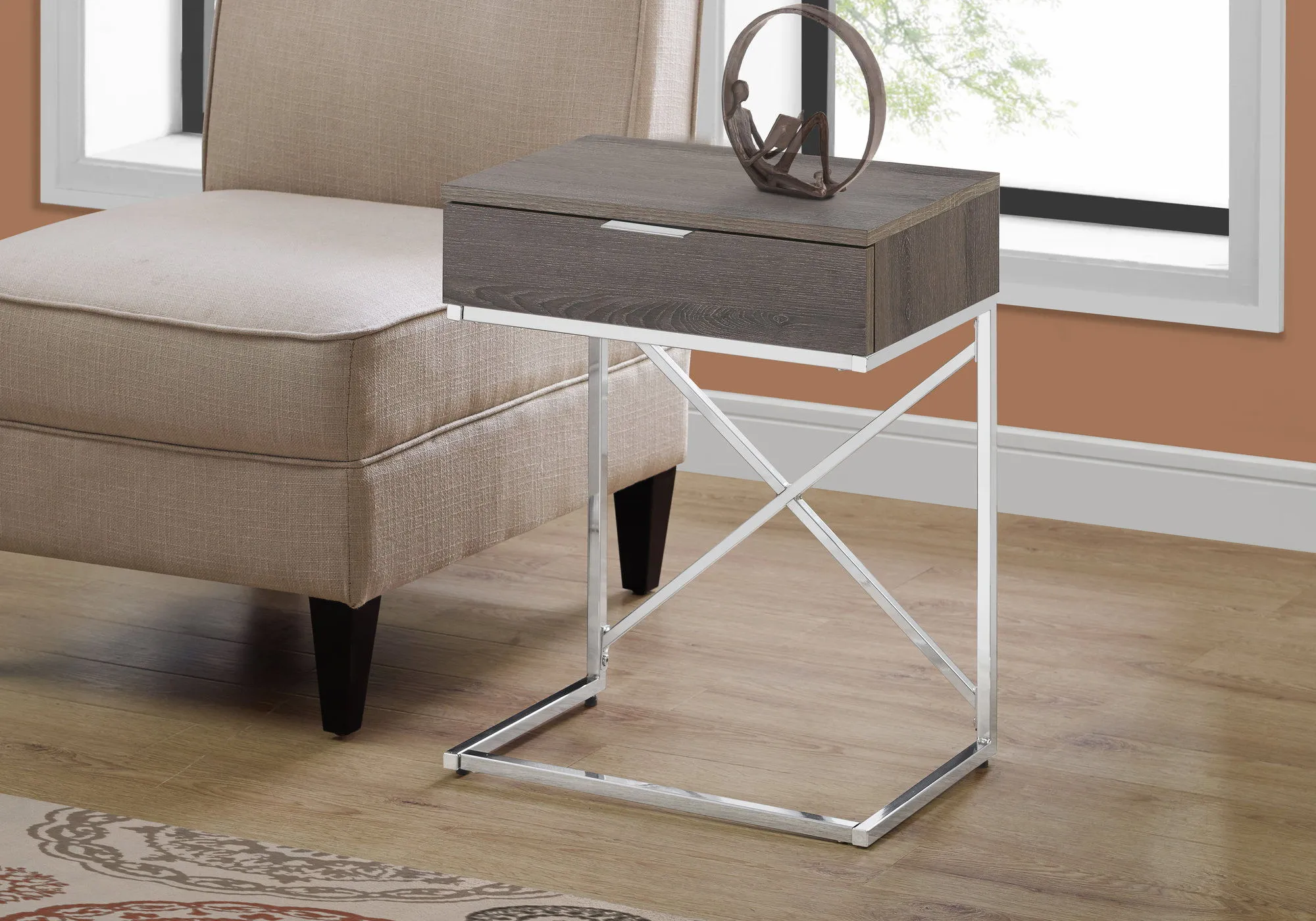 Accent Side Table, Storage Drawer, Contemporary - Taupe by Couch.com
