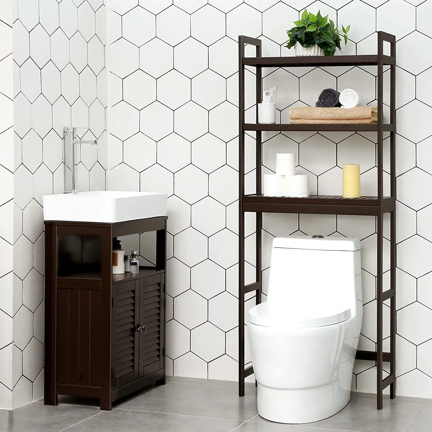 Adjustable Shelves Bathroom Organizer