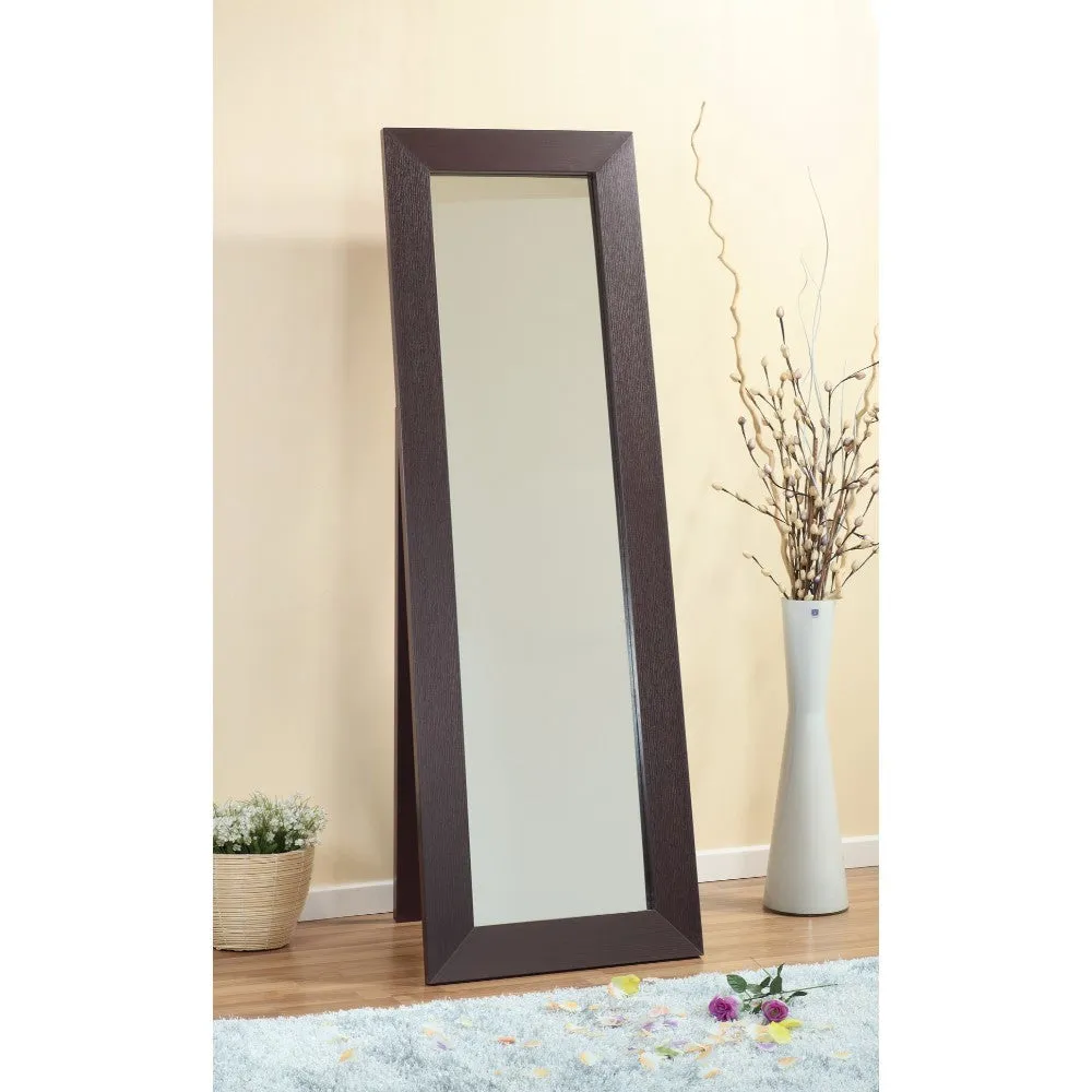 Aesthetic Accent Mirror With Wooden Framing, Dark Brown By Benzara