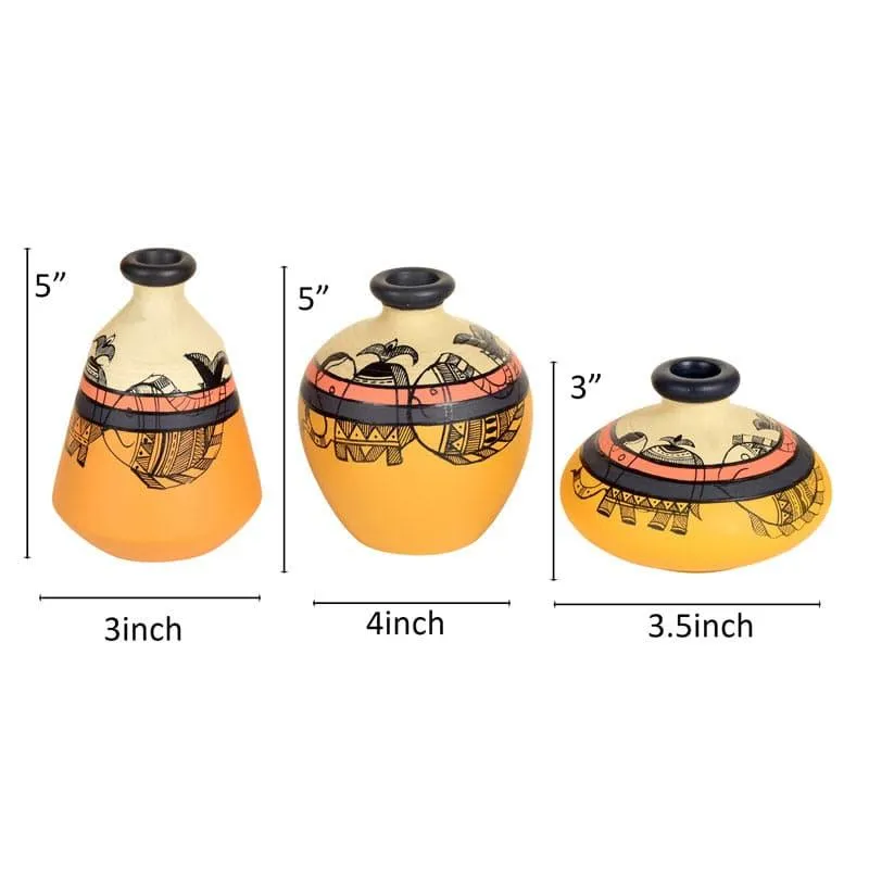 Aspyn Tribal Terracotta Vase - Set Of Three