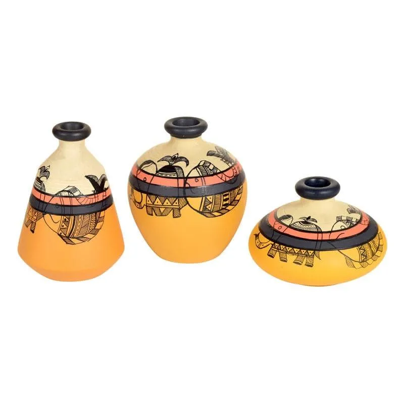 Aspyn Tribal Terracotta Vase - Set Of Three