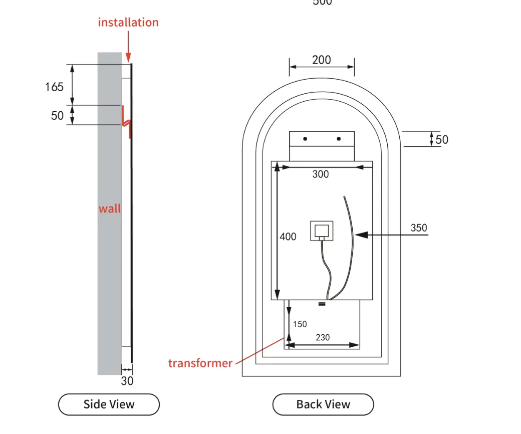 Aulic Canterbury Arch LED Mirror Touch-Free Sensor