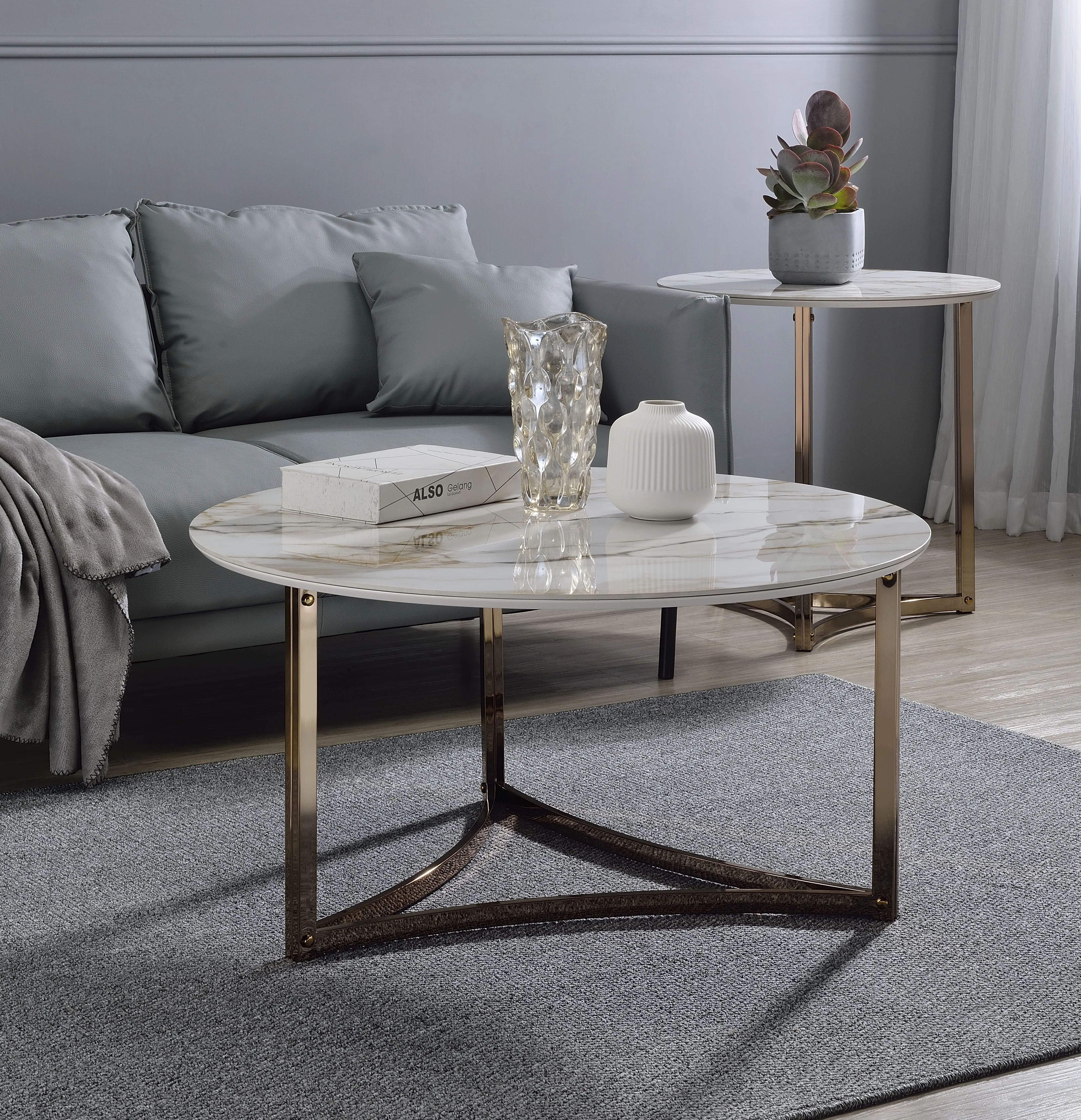 Aziz - Sintered Stone Top Round Coffee Table by Couch.com