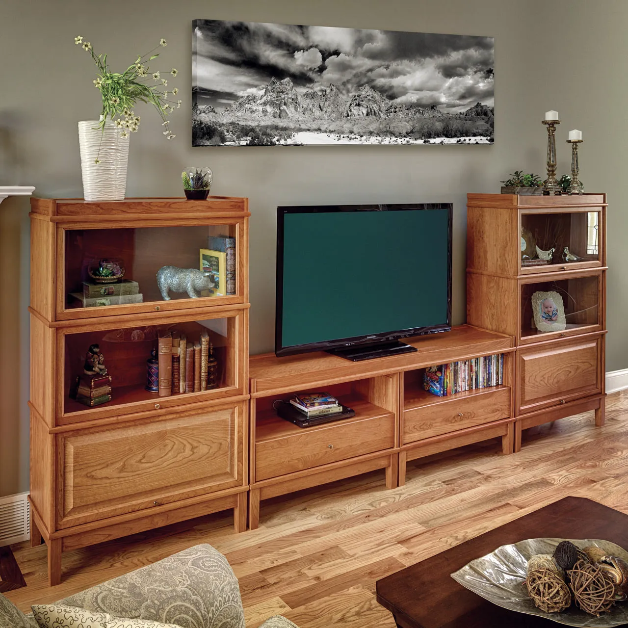 Barrister Bookcase Double Drawer Section