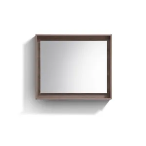 BLISS -36" BUTTERNUT  Mirror with Wood Frame & Bottom Shelf
