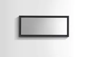 BLISS- 60" BLACK, Mirror With Wood Frame and Bottom Shelf