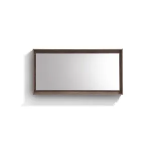 BLISS- 60" BUTTERNUT, Mirror With Wood Frame and Bottom Shelf