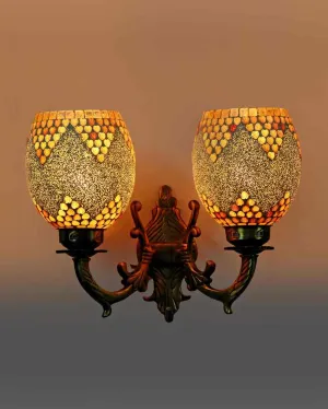 Bold Finish LED Compactable Wood & Glass Wall Lamp | 9 x 9 x 11 inches
