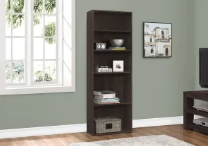 Bookcase - 72"H / Cappuccino With 5 Shelves