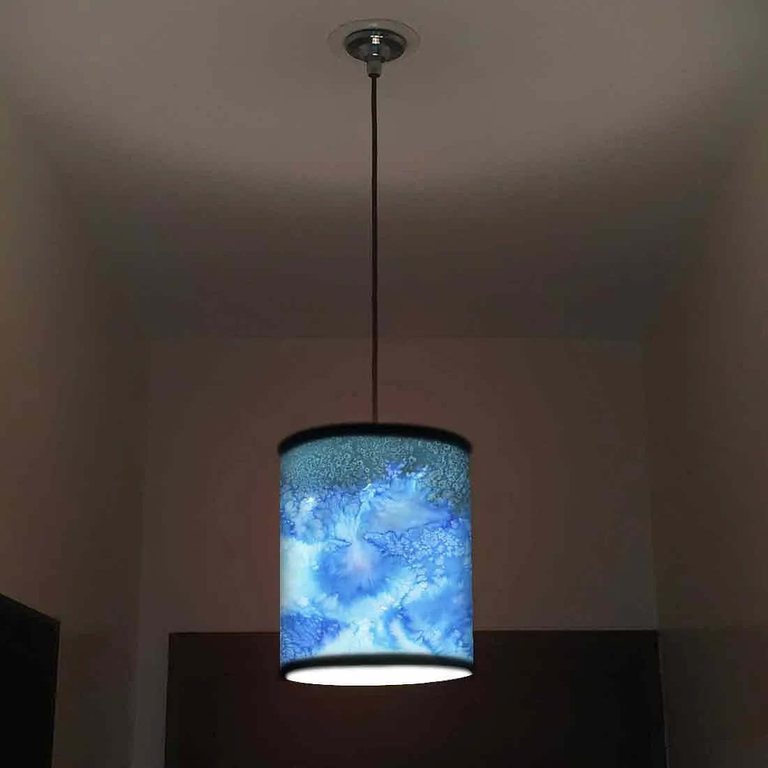 Ceiling Hanging Pendant Lamp Shade - Arctic Space Blue Shades Watercolor