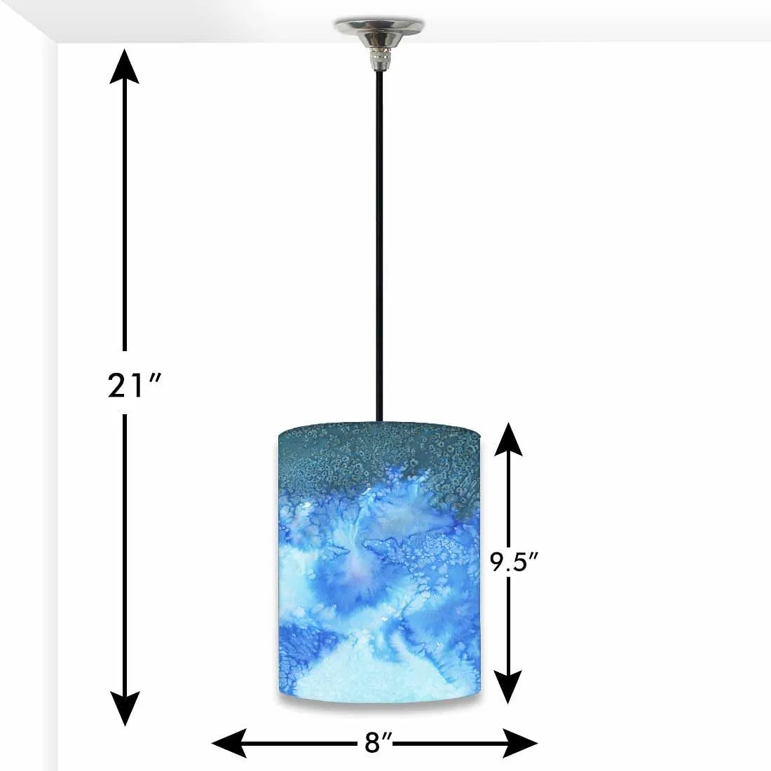 Ceiling Hanging Pendant Lamp Shade - Arctic Space Blue Shades Watercolor