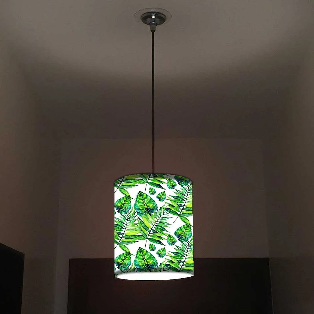 Ceiling Hanging Pendant Lamp Shade - Dark Green Tropical Leaf