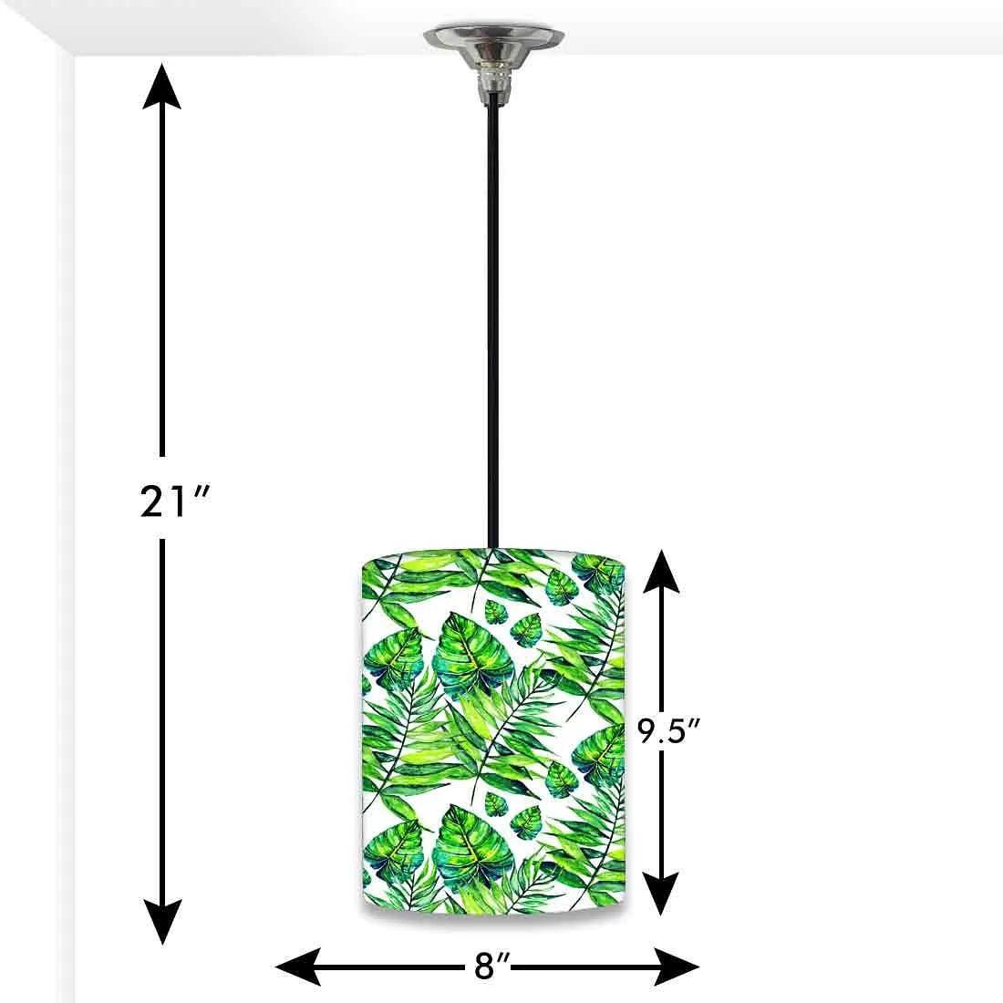 Ceiling Hanging Pendant Lamp Shade - Dark Green Tropical Leaf