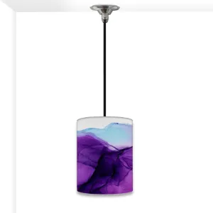 Ceiling Hanging Pendant Lamp Shade - Dark Purple Blue Ink Watercolor