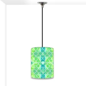 Ceiling Hanging Pendant Lamp Shade - Green Mermaid Watercolor