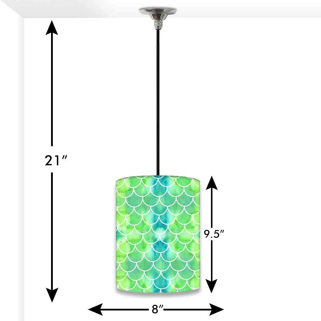 Ceiling Hanging Pendant Lamp Shade - Green Mermaid Watercolor
