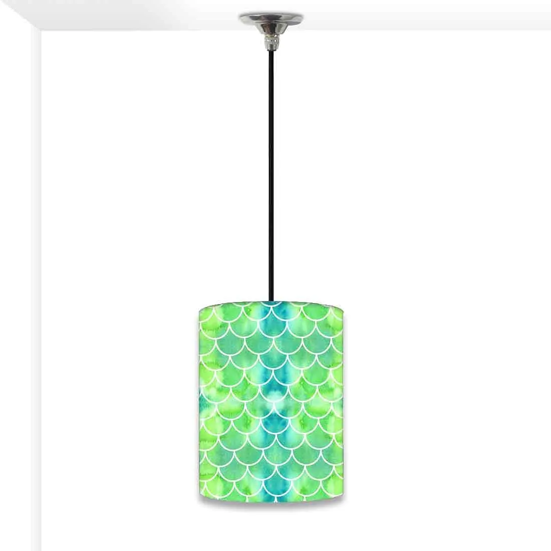 Ceiling Hanging Pendant Lamp Shade - Green Mermaid Watercolor