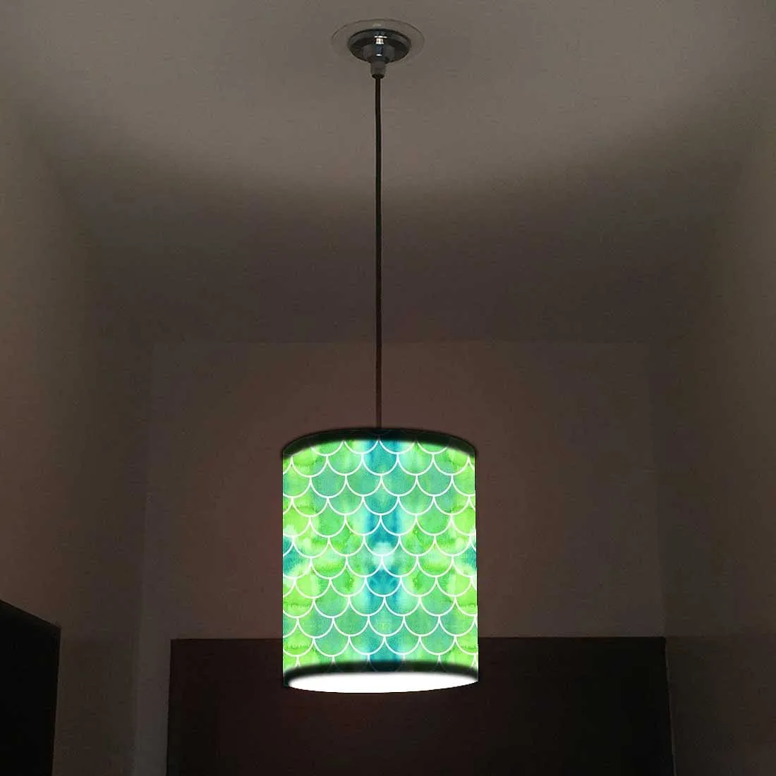 Ceiling Hanging Pendant Lamp Shade - Green Mermaid Watercolor