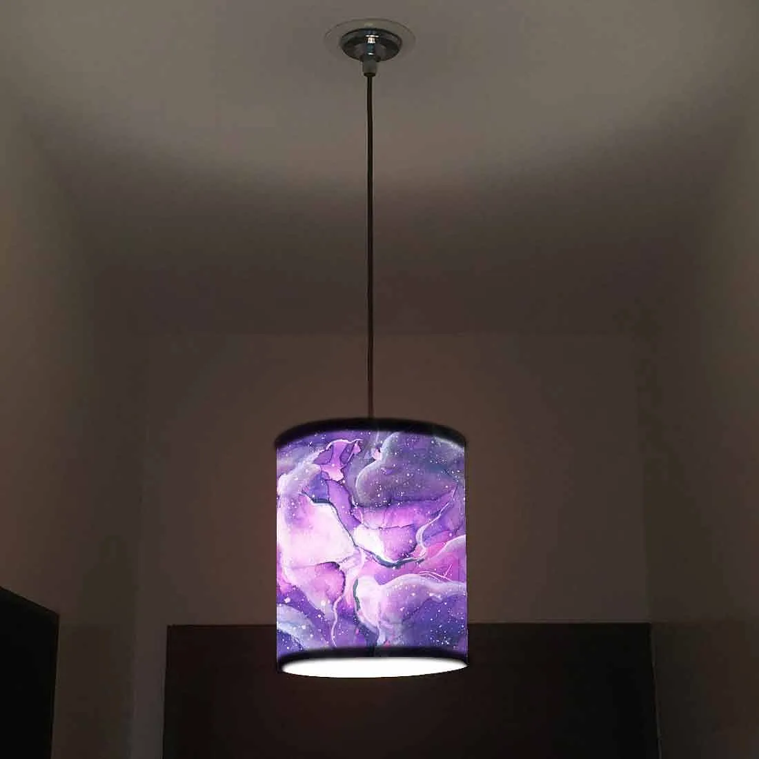 Ceiling Hanging Pendant Lamp Shade - Space Dark Purple Watercolor