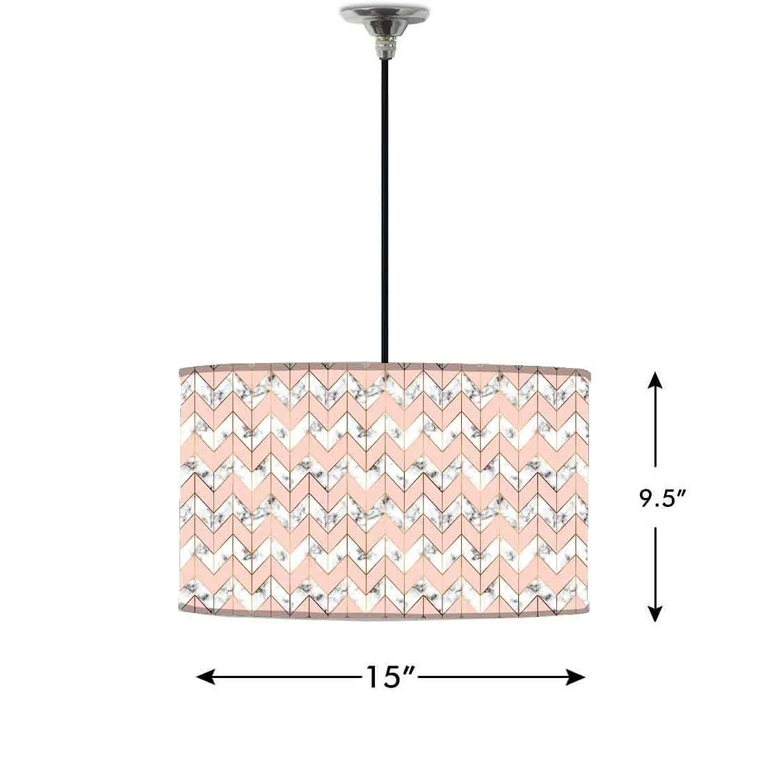 Ceiling Lamp Hanging Drum Lampshade - Peach Marble Pastle