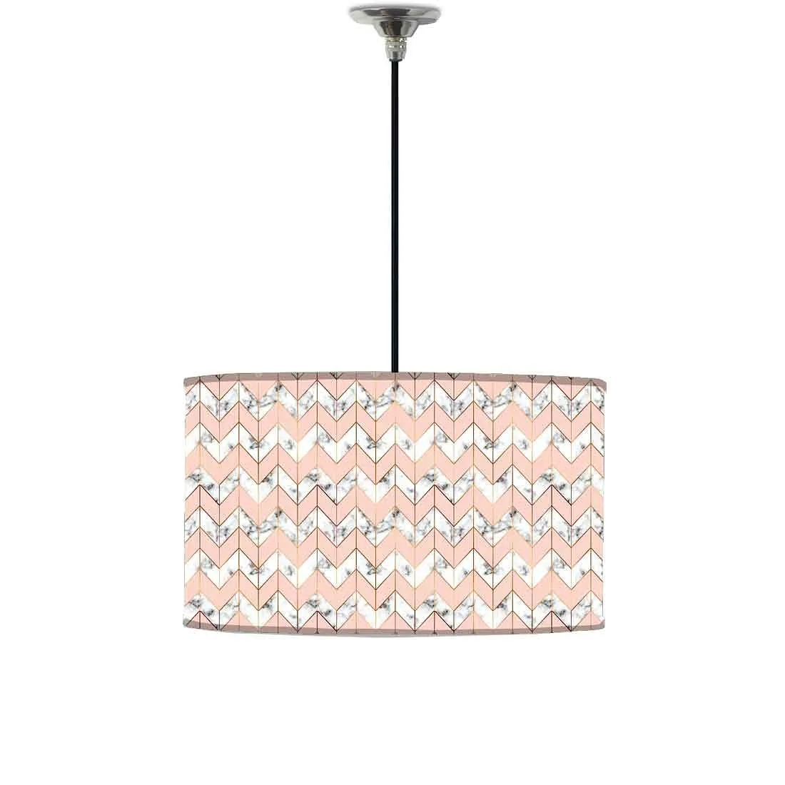 Ceiling Lamp Hanging Drum Lampshade - Peach Marble Pastle