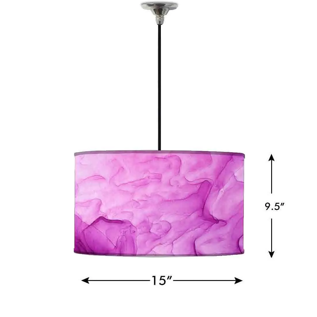 Ceiling Lamp Hanging Drum Lampshade - Pink White Purple Ink Watercolor