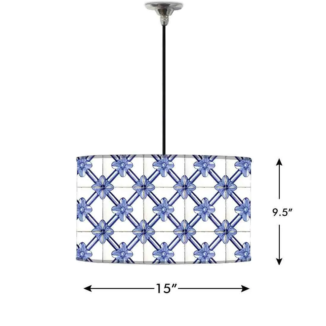 Ceiling Lamp Hanging Drum Lampshade - Portuguese Checks