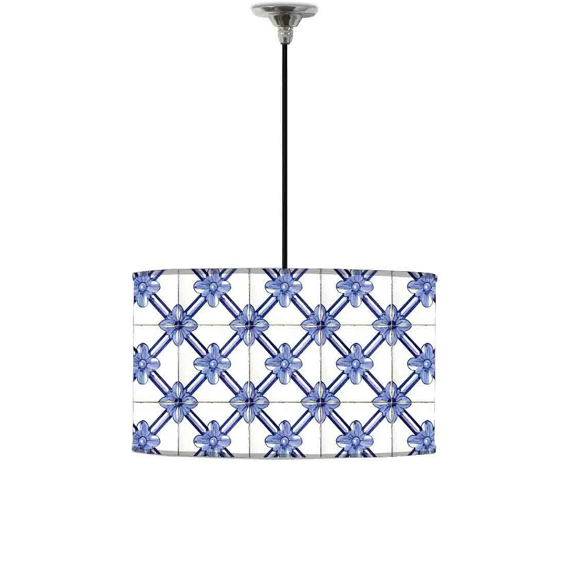 Ceiling Lamp Hanging Drum Lampshade - Portuguese Checks